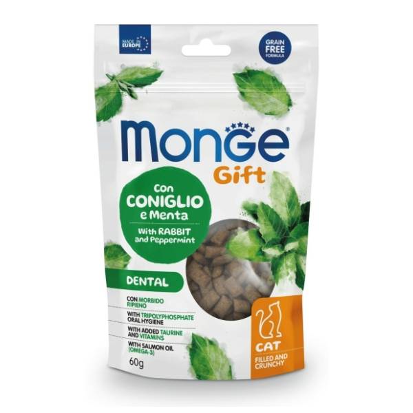MONGE Gift dental poslastica za mačke zečetina i nana 60g