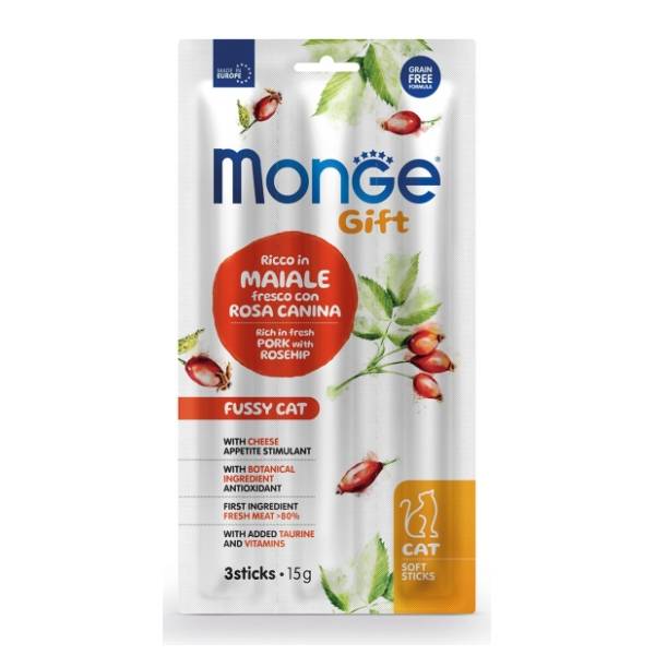 MONGE Gift fussy poslastica za mačke šipak sa sirom 15g