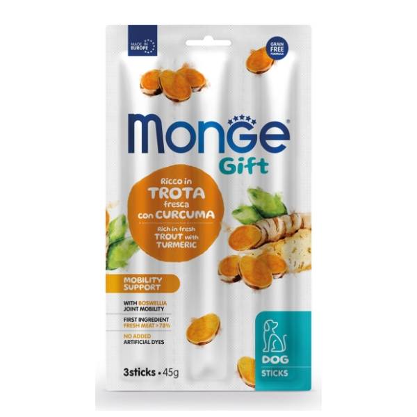 MONGE Gift mobility support poslastica za pse pastrmka i kurkuma 45g