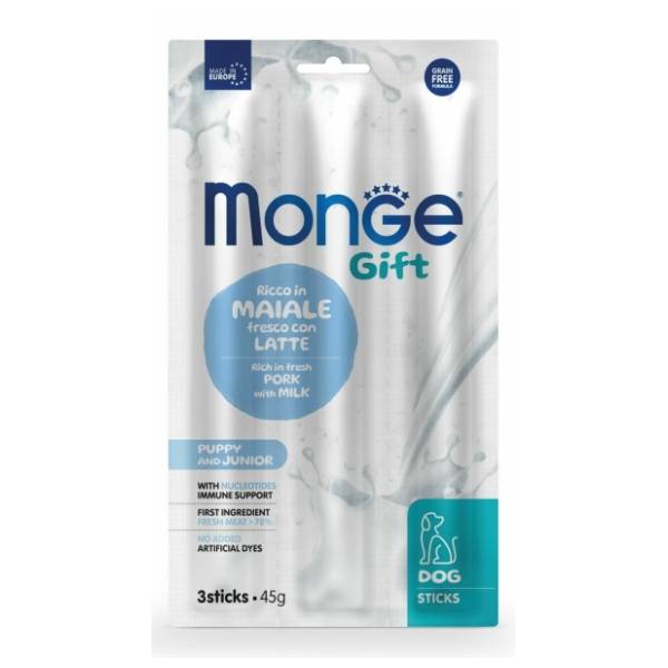 MONGE Gift puppy & junior poslastica za pse svinjetina i mleko 45g