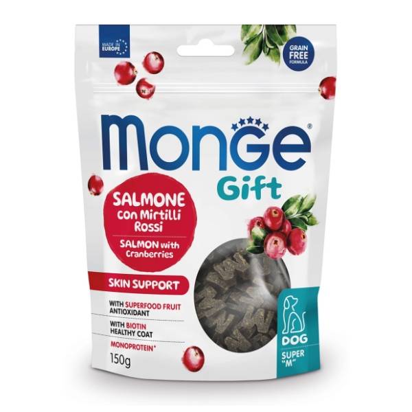 MONGE Gift skin support poslastica za pse losos sa brusnicama 150g