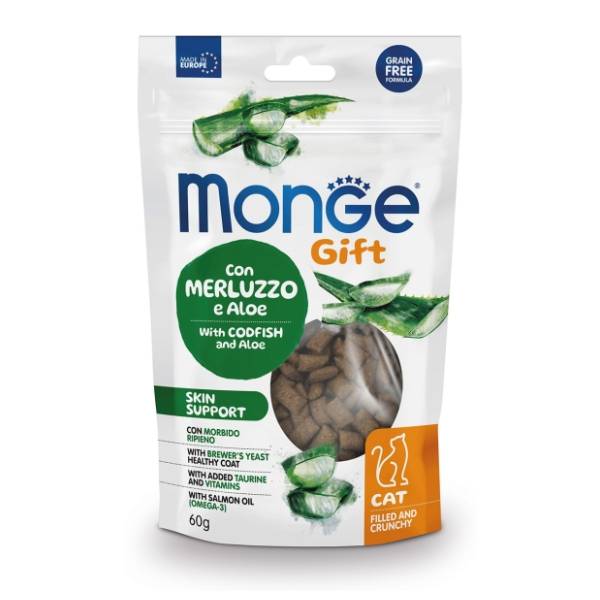 MONGE Skin support poslastica za mačke bakalar i aloja 60g