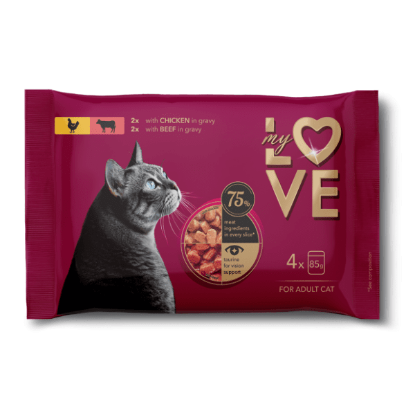MY LOVE hrana za mačke piletina i govedina 4x85g