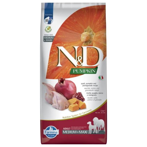 N&D Pumpkin medium&maxi adult hrana za pse prepelica i nar 12kg