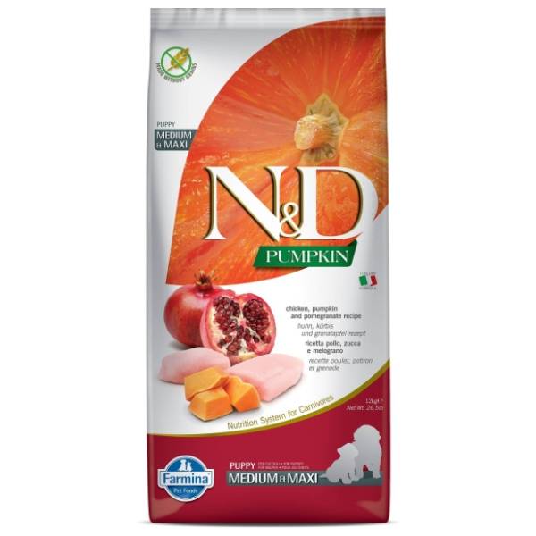 N&D Pumpkin medium&maxi puppy hrana za pse piletina i nar 12kg