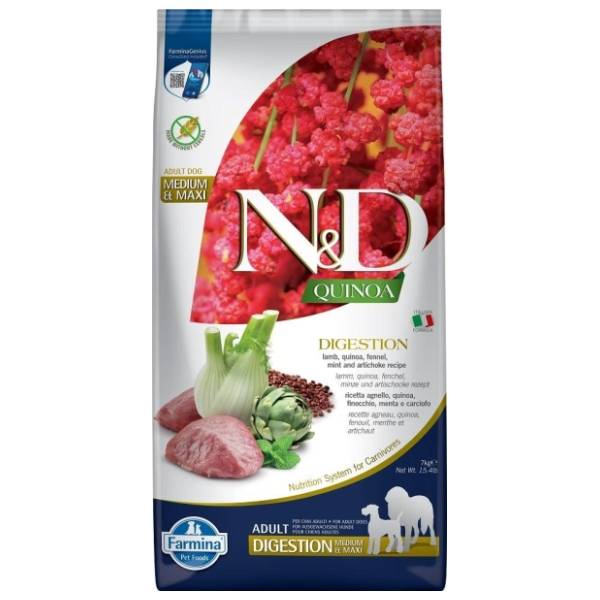 N&D Quinoa digestion medium&maxi hrana za pse jagnjetina komorač 7kg