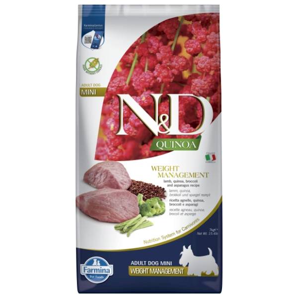 N&D Quinoa mini weight management hrana za pse  jagnjetina brokoli špargla 7kg