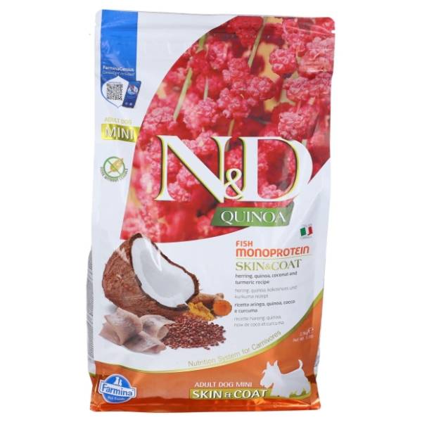 N&D Quinoa skin&coat hrana za pse haringa kokos i kurkuma 2,5kg