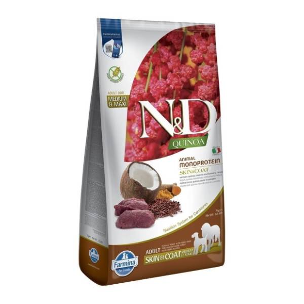 N&D Quinoa skin & coat hrana za pse jelen kurkuma i kokos 2,5kg