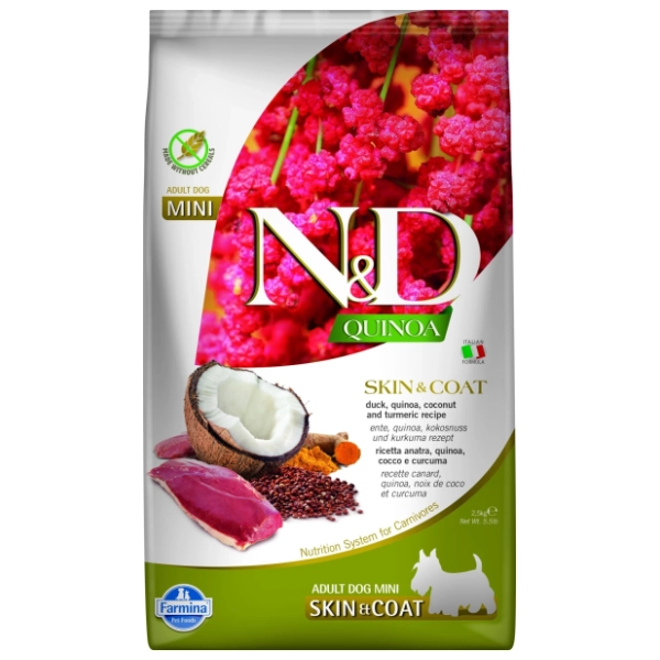 N&D Quinoa skin & coat mini hrana za pse kinoa pačetina 2,5kg