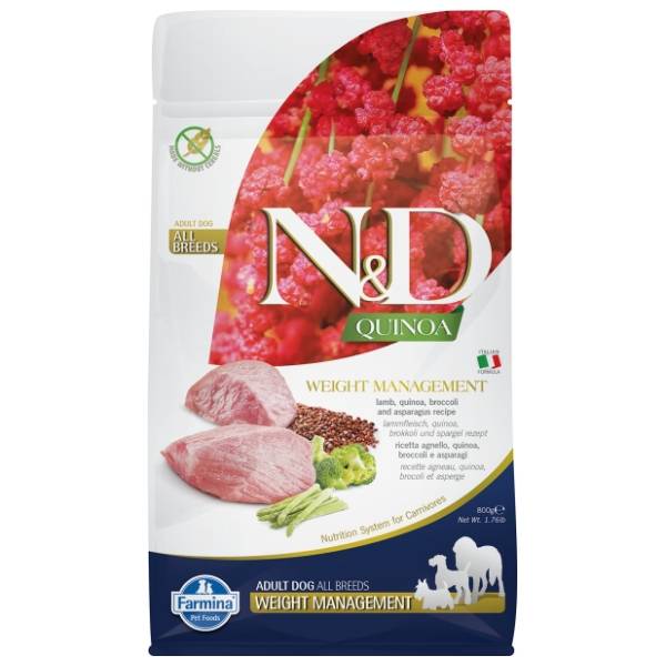 N&D Quinoa weight management hrana za pse jagnjetina brokoli i špargla 800g