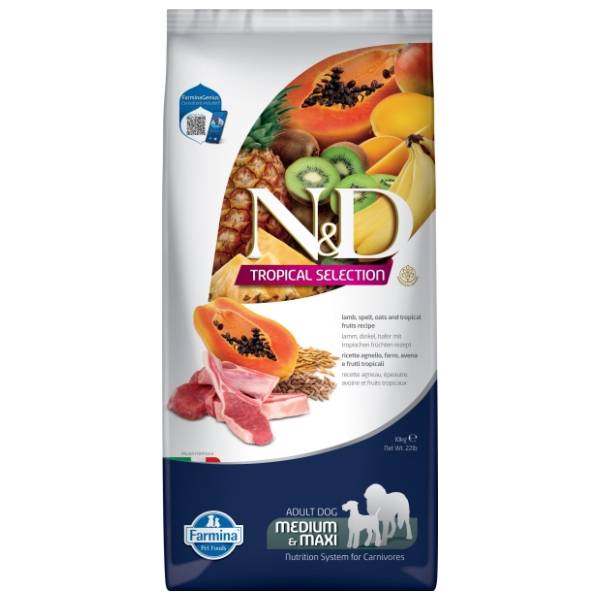 N&D Tropical medium&maxi hrana za pse jagnjetina 10kg