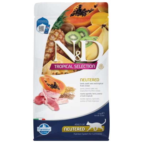 N&D Tropical neutered hrana za mačke jagnjetina 1,5kg