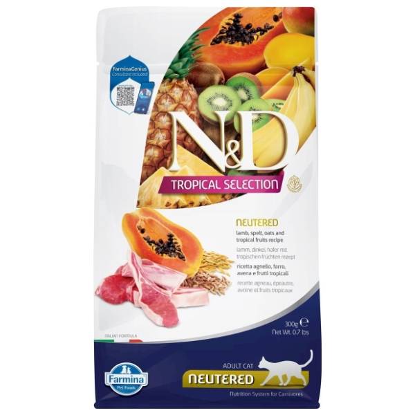 N&D Tropical neutered hrana za mačke jagnjetina 300g