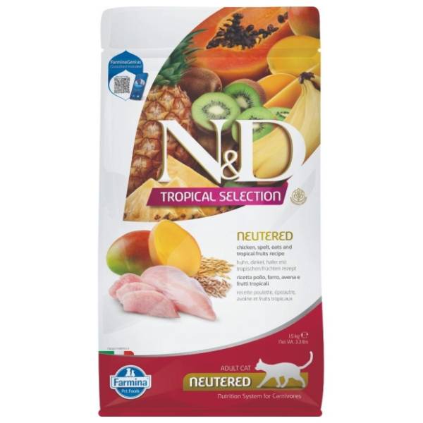 N&D Tropical neutered hrana za mačke piletina 1,5kg