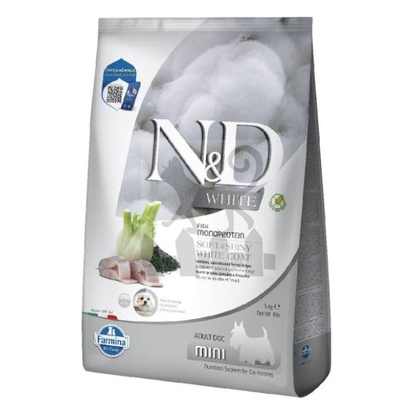 N&D White mini hrana za pse sea bass spirulina fenel 5kg