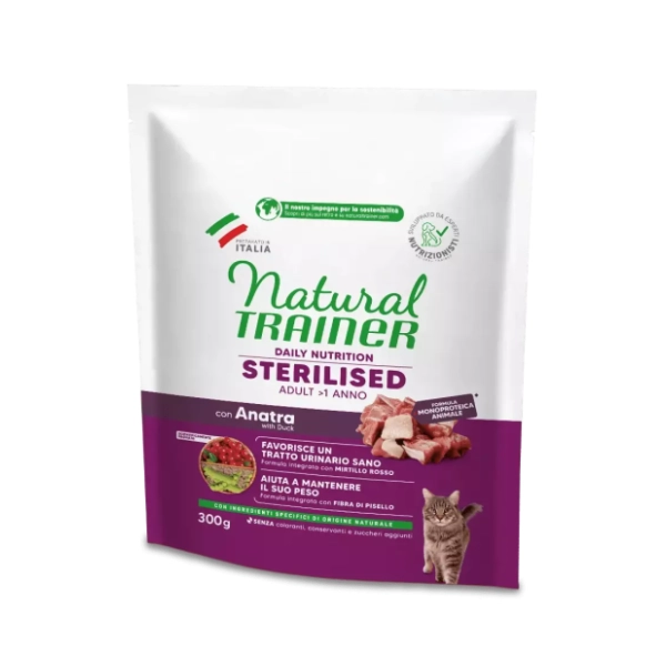 NATURAL TRAINER Sterilised adult hrana za mačke pačetina 300g