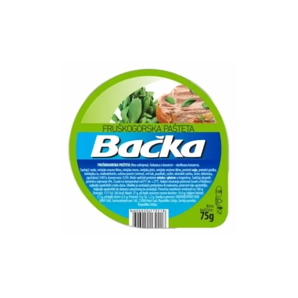 Pašteta BAČKA fruškogorska 75g