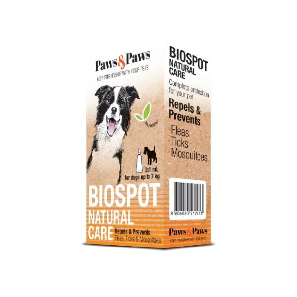 PAWS&PAWS Biospot ampula protiv parazita za pse do 7kg 3x1ml