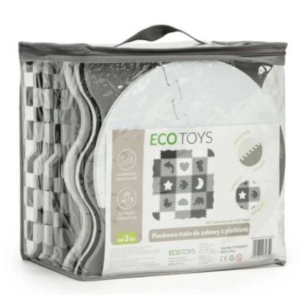 Podloga za igru sa ogradom 25 elemenata grey & white ECO TOYS