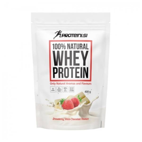 PROTEINI.SI whey protein 100% natural jagoda i bela čokolada 400g