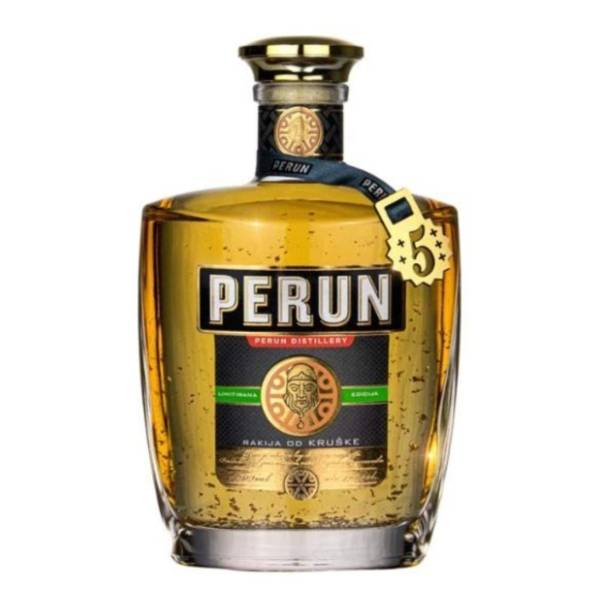 Rakija PERUN 5+ viljamovka sa zlatnim listićima 0,7l