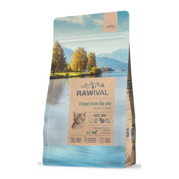 RAWIVAL Finest from the sky kitten hrana za mačke pačetina i ćuretina 400g