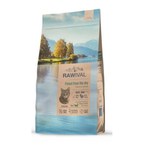 RAWIVAL Finest from the sky sterilised hrana za mačke pačetina i ćuretina 1,7kg