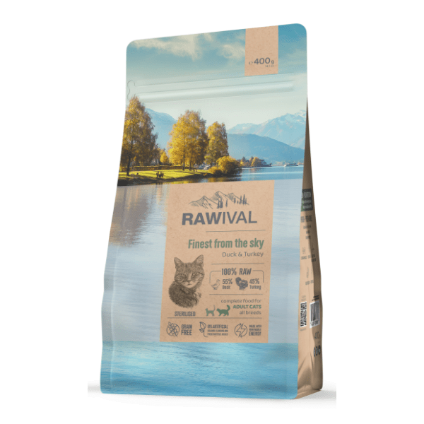 RAWIVAL Finest from the sky sterilised hrana za mačke pačetina i ćuretina 400g
