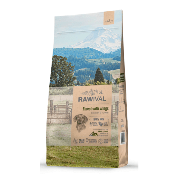 RAWIVAL Finest with wings adult hrana za velike pse piletina ćuretina 2,5kg