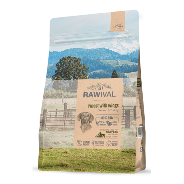 RAWIVAL Finest with wings adult hrana za velike pse piletina ćuretina 750g