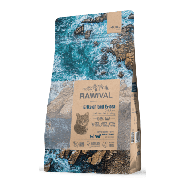 RAWIVAL Gifts of land&sea adult hrana za mačke piletina i riba 400g