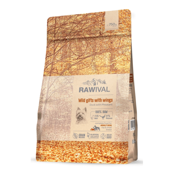 RAWIVAL Wild gifts with wings adult hrana za patuljaste pse pačetina fazan 750g