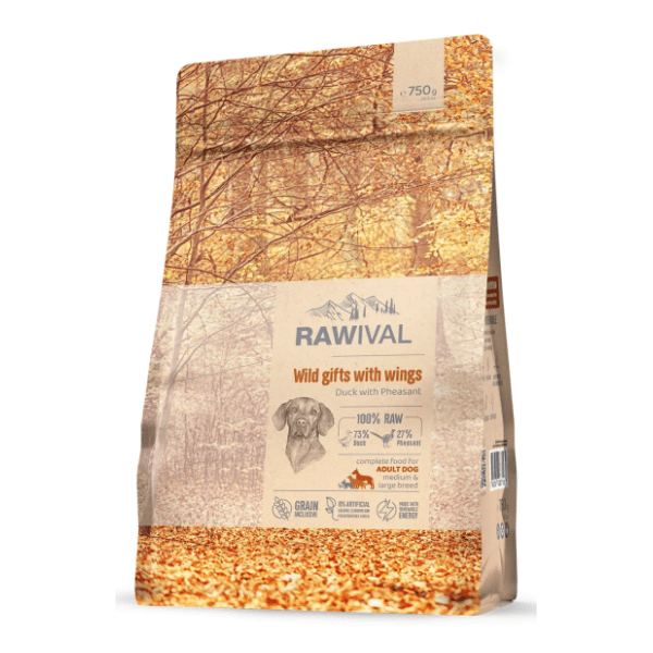 RAWIVAL Wild gifts with wings adult hrana za velike pse pačetina fazan 750g