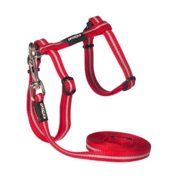 ROGZ Harness & lead set am i povodac za mačke 11mm crveni