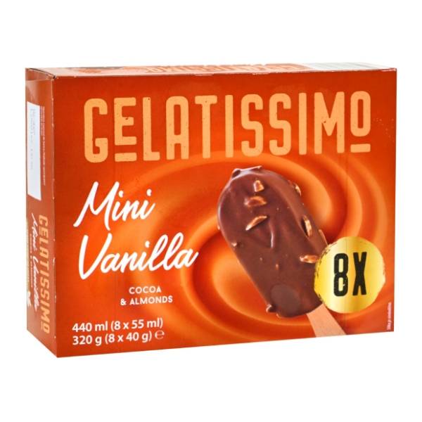Sladoled GELATISSIMO vanila i badem 8x55ml