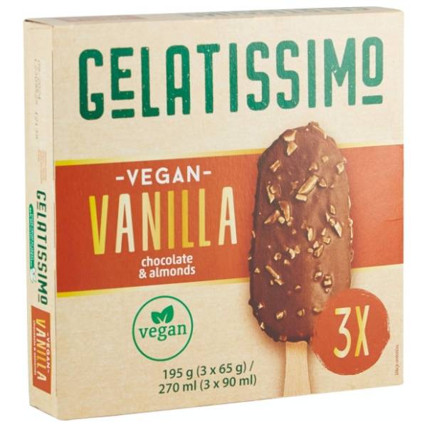 Sladoled GELATISSIMO Vegan vanila i badem 3x90ml