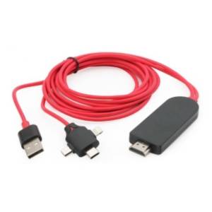 Konverter kabl HDMI (m) na USB-C/Micro USB/Lightning (m/m/m)