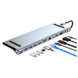 FAST ASIA konverter USB-C (m) na HDMI/VGA/4xUSB 3.0/RJ45/PD/Audio(ž/ž/ž/ž/ž/ž/ž/ž/ž)