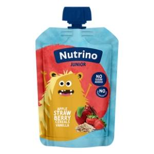 NUTRINO Junior voćni pire jabuka jagoda žitarice vanila 180g