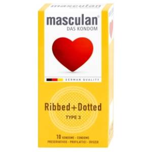 MASCULAN kondomi tip3 ribbed+dotted 10kom