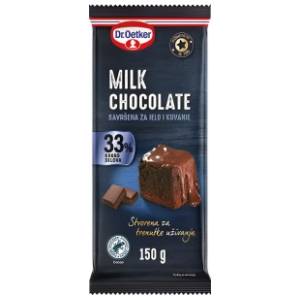 DR. OETKER Mlečna čokolada za kuvanje i jelo 33% kakao delova 150g
