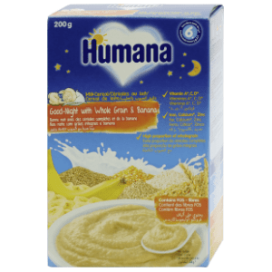 HUMANA Mlečna kašica za laku noć žitarice i banana 200g