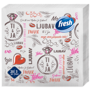 Salvete FRESH Dekor ljubav 3sloja 20kom