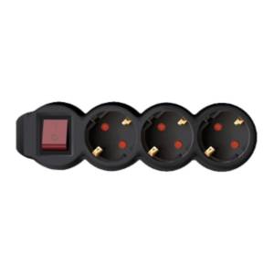 HOME produžni kabl 3 mesta 1,5m 1.0mm2 + prekidači NVK03K/BK