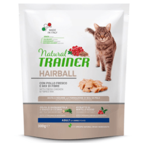 TRAINER Natural Hairball adult hrana za mačke piletina 300g
