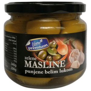 LIBERO premium zelene masline sa belim lukom 340g