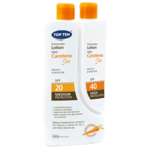 Losion za sunčanje TOP TEN Caroten (SPF20 100ml +SPF40 200ml)