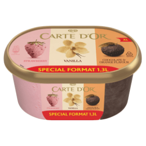Sladoled CARTE D'OR trio New York jagoda vanila čokolada-pomorandža 1300ml
