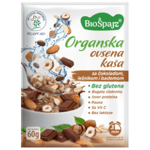BIO ŠPAJZ organska ovsena kaša čokolada lešnik badem 60g